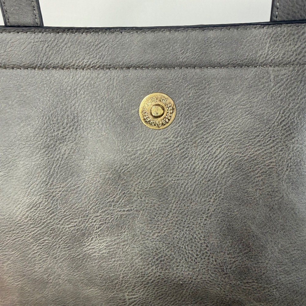 Alyssa Double Compartment Gray Large Crossbody Bag Gold Accents Adjustable Strap - Picture 13 of 15